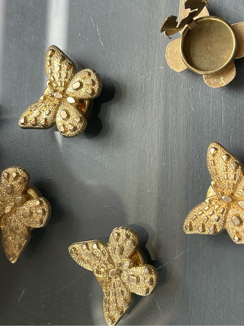 Vintage Gold Butterfly Button Covers Set of Six